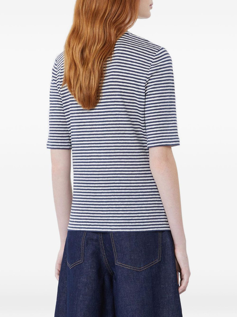 striped V-neck linenT-shirt 5