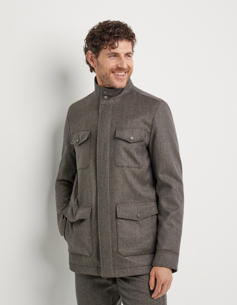 IMPECCABILE WALNUT-COLORED FLANNEL FIELD JACKET 3