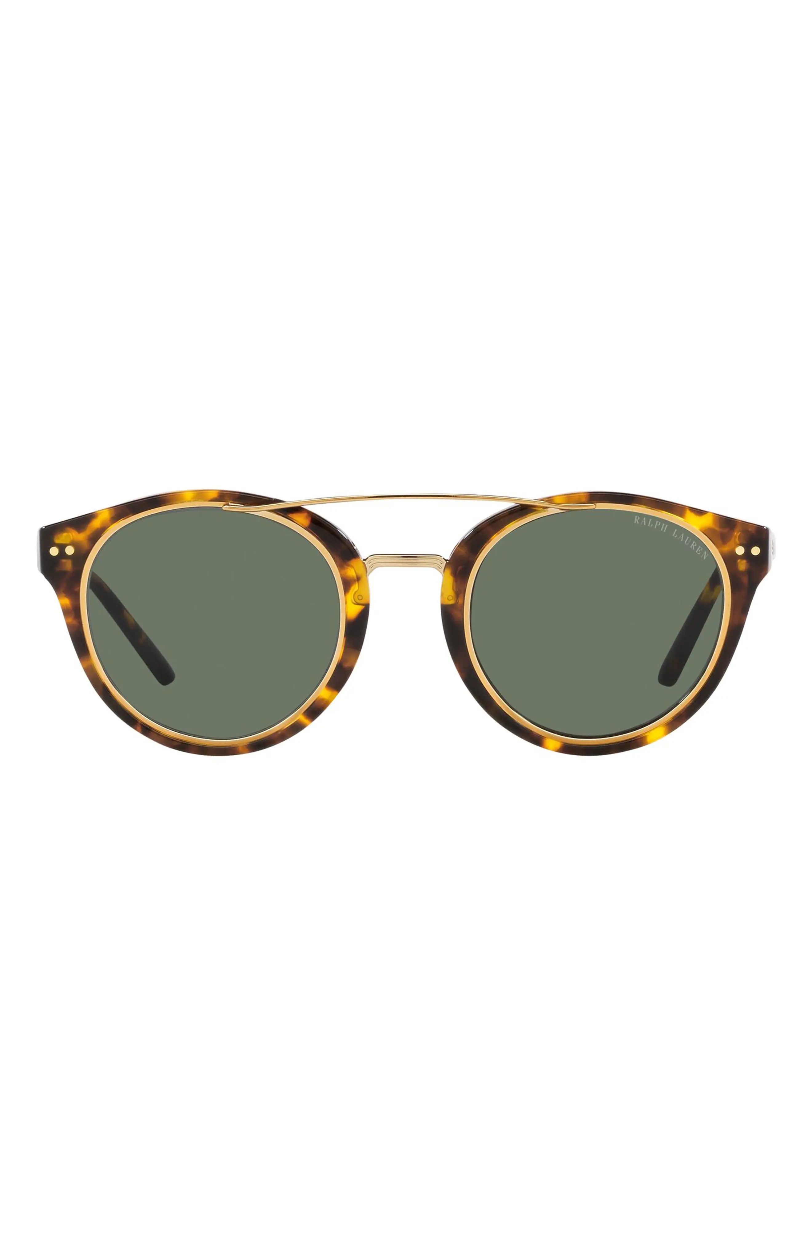 49mm Round Sunglasses in Havana/Green - 1