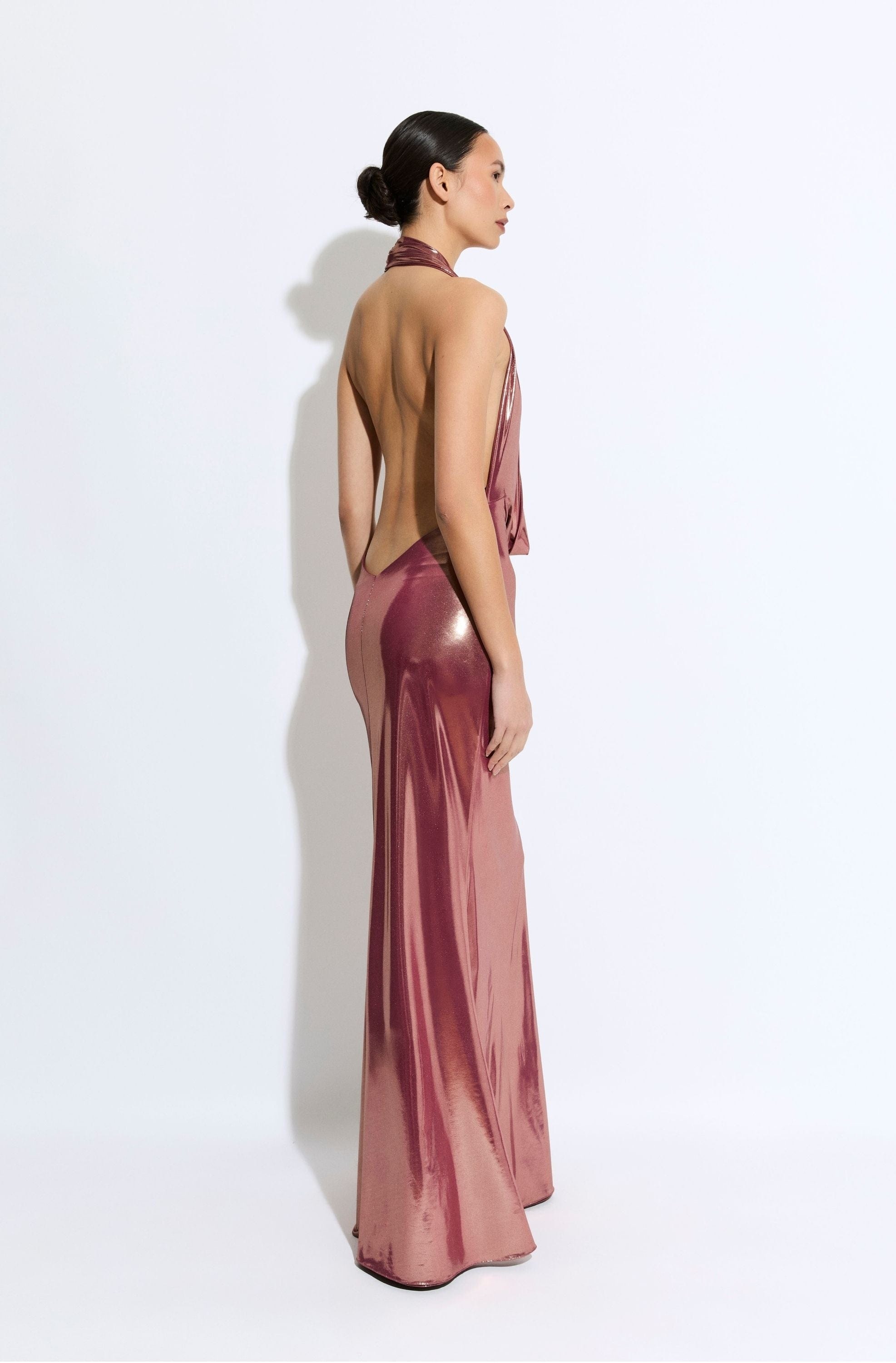 Coated Jersey Cowl Neck Gown - 3