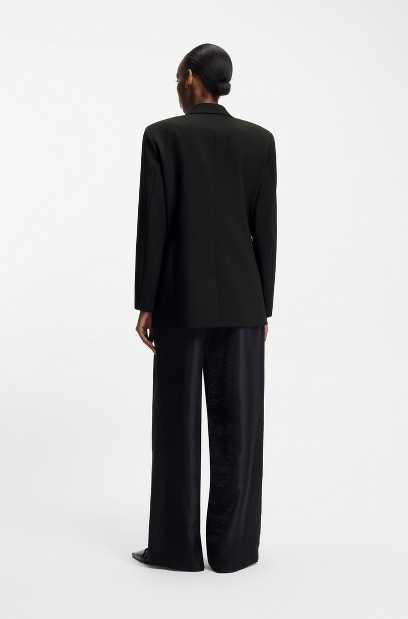 OVERSIZED-FIT BLAZER WITH RHINESTONE LAPEL BROOCH 4