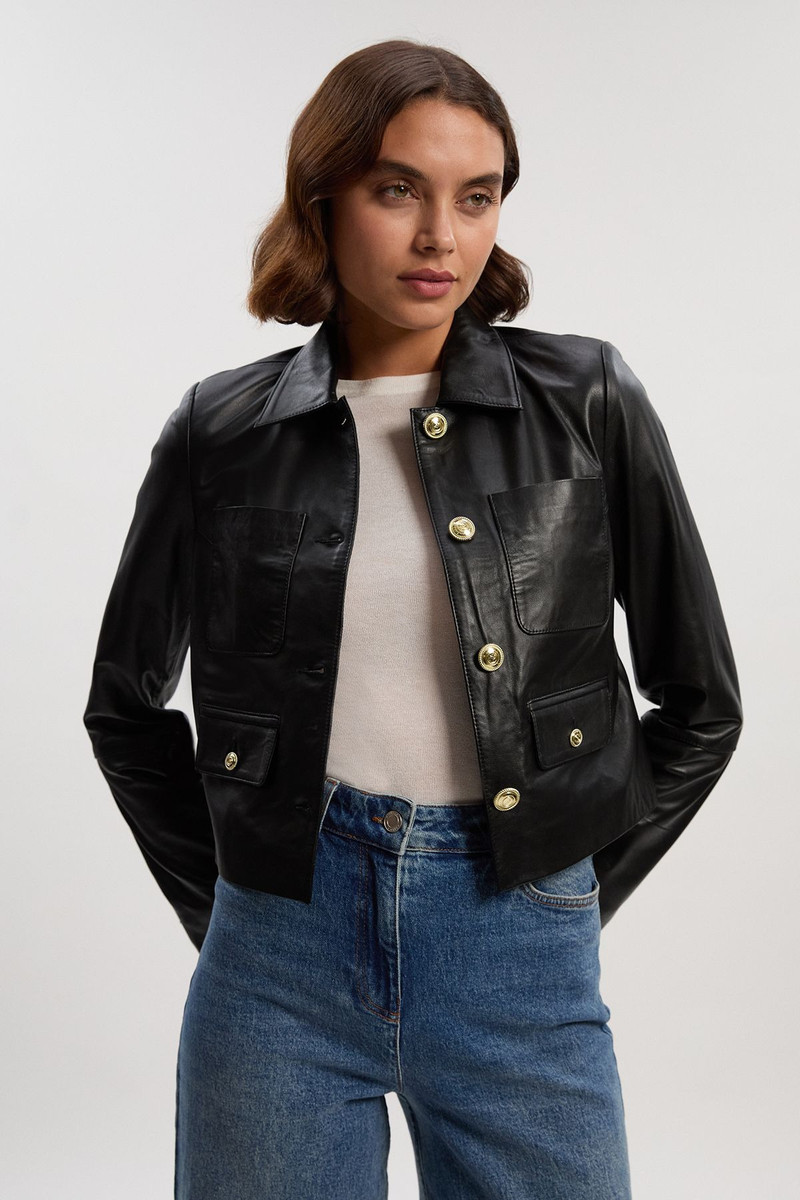 Leather Pocket Tailored Jacket 1