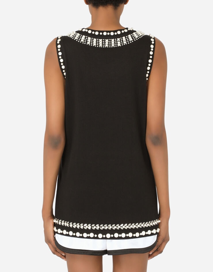 Jersey tank top with crystal details - 2