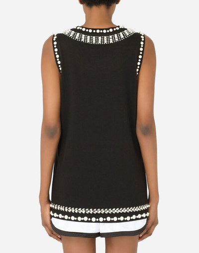 Dolce & Gabbana Jersey tank top with crystal details outlook