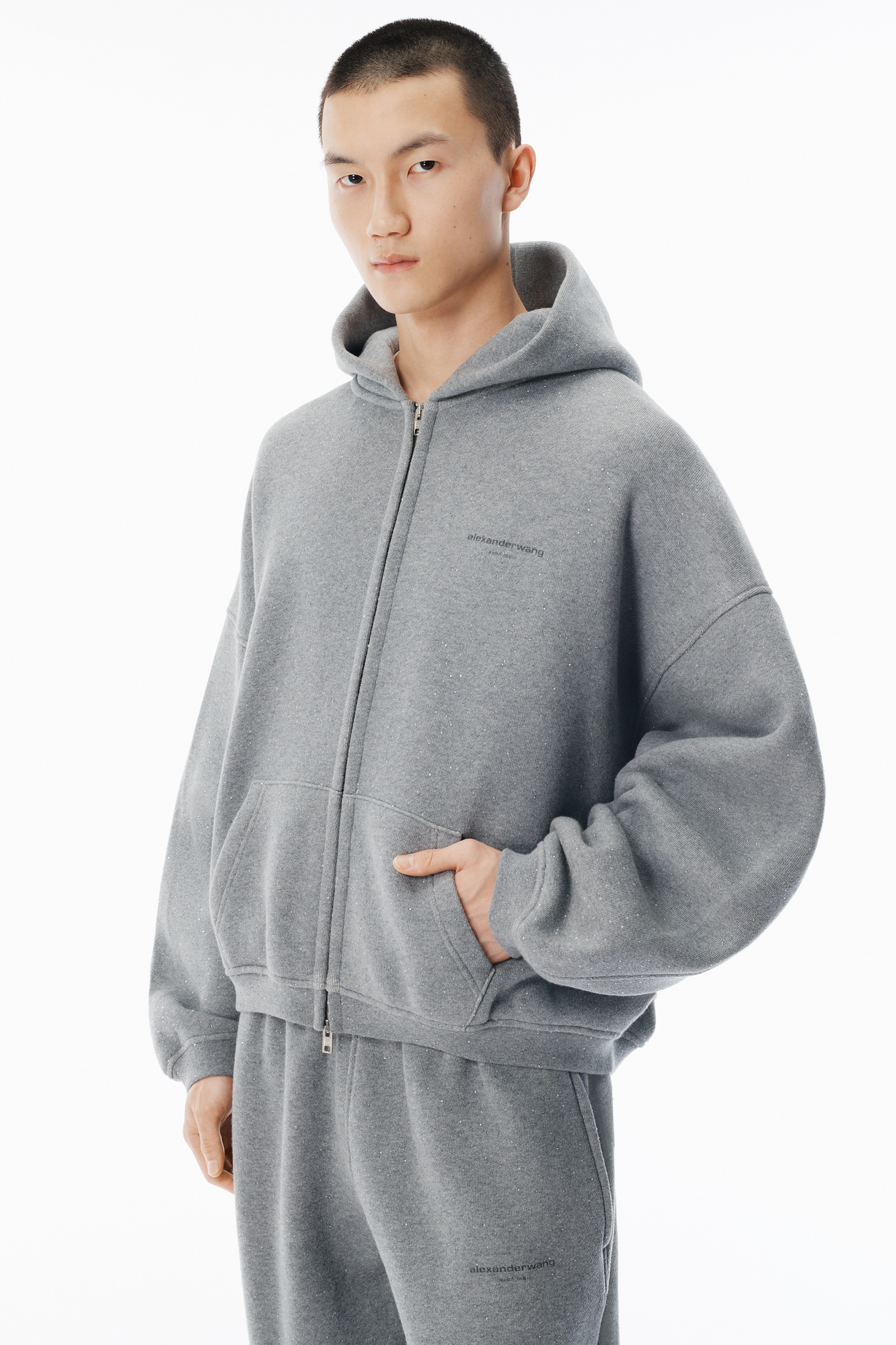 Grey Hotfix Terry Zip Hoodie - 3
