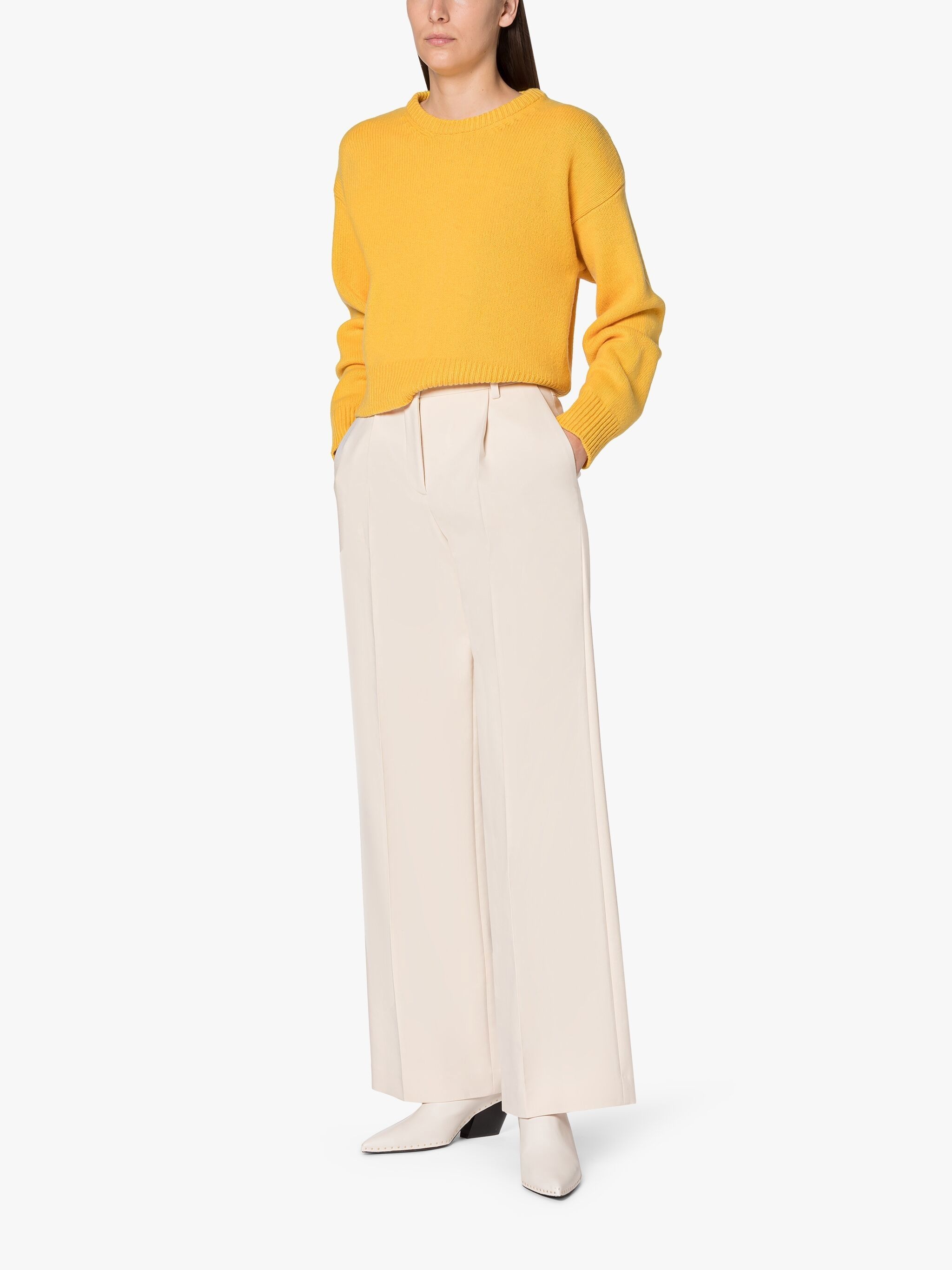 KAYLEIGH YELLOW WOOL CREWNECK SWEATER - 2