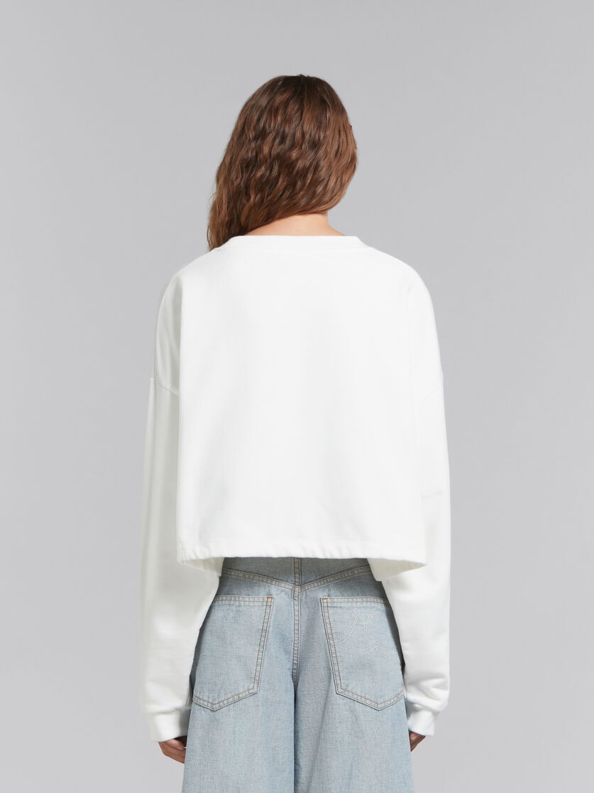 WHITE BIO COTTON SWEATSHIRT WITH DRAWSTRING HEM - 3