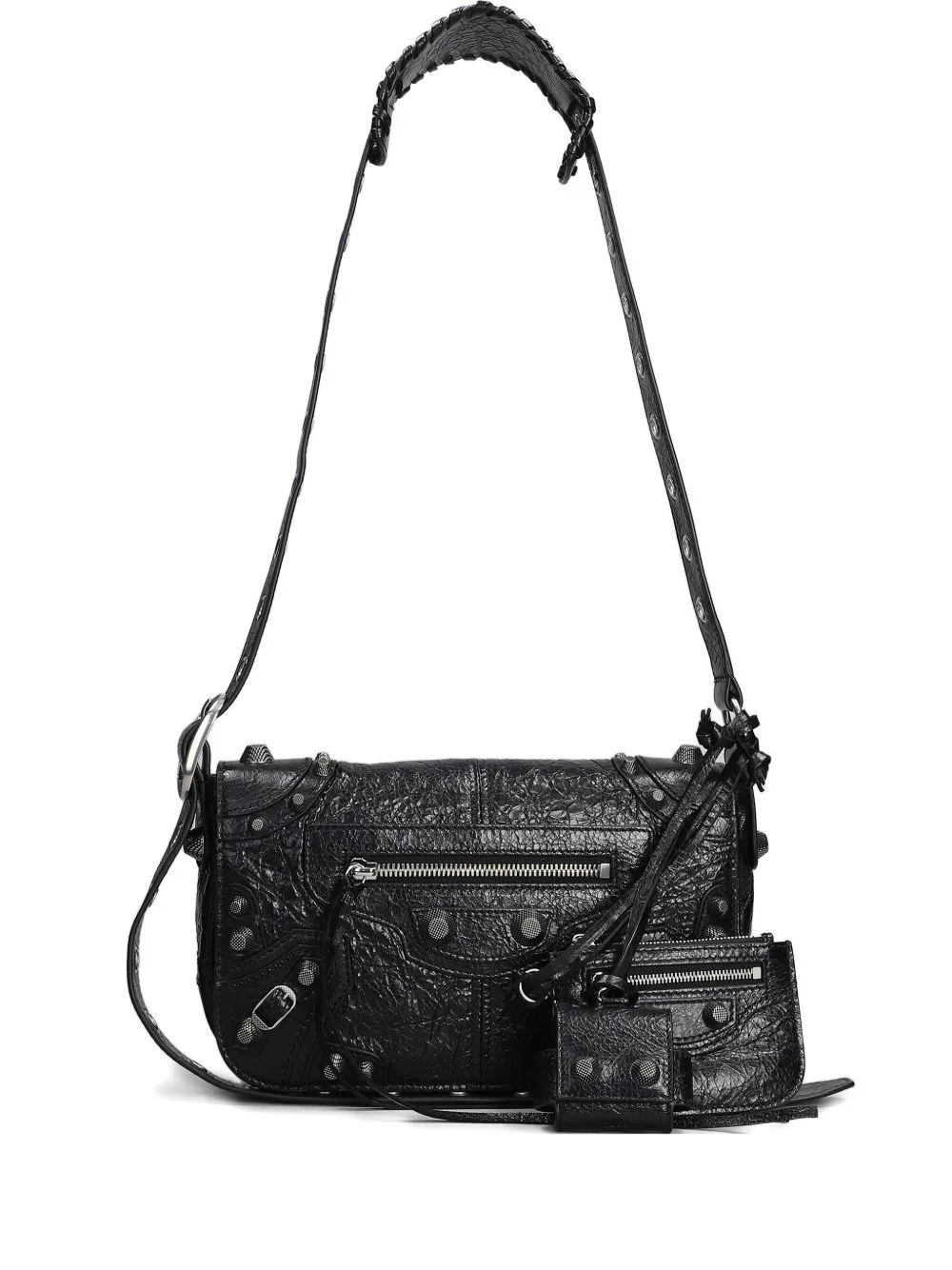 textured leather shoulder bag - 1