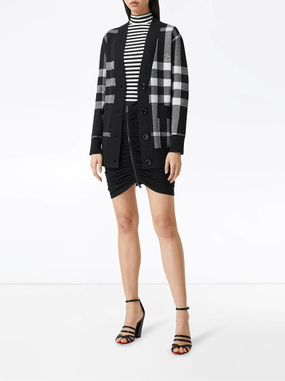 Burberry deer-appliquée checked cardigan outlook