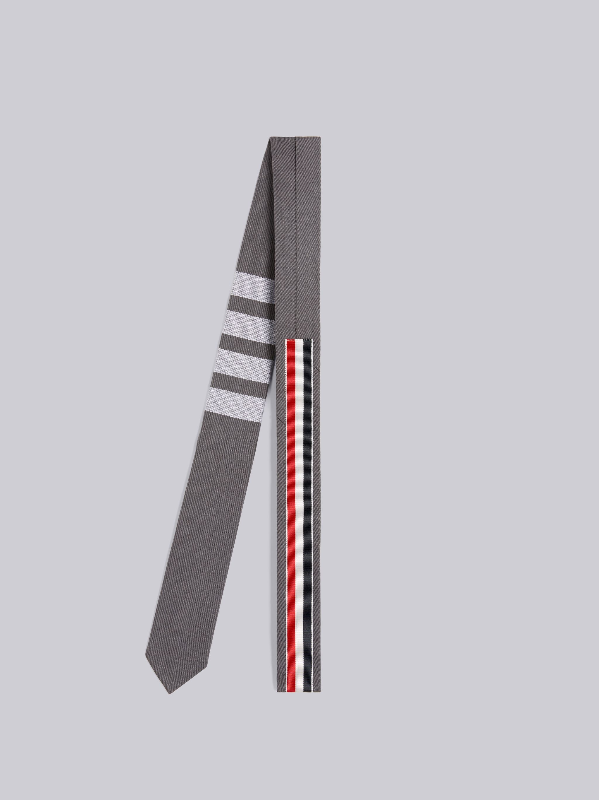 Medium Grey Cotton Suiting Engineered 4-Bar Tie - 3