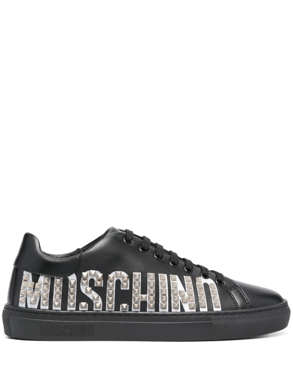 logo-embellished leather sneakers - 1