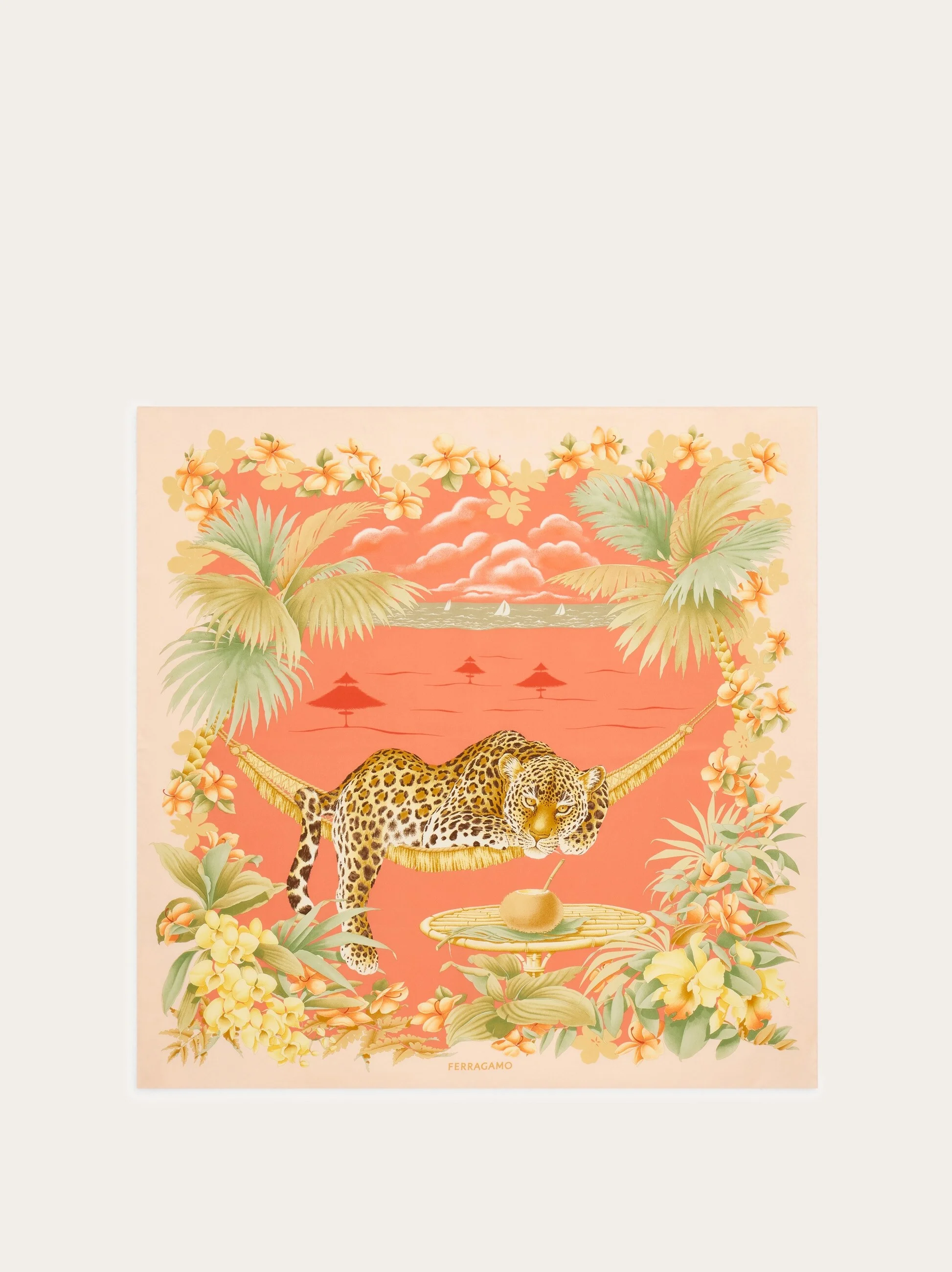 Jungle print silk foulard - 1
