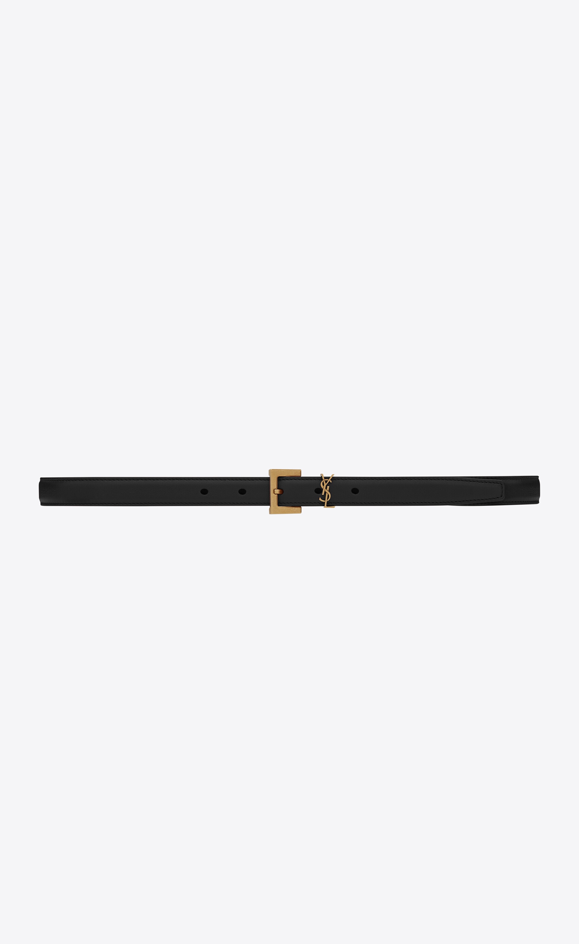 narrow monogram belt with square buckle in lacquered leather - 1