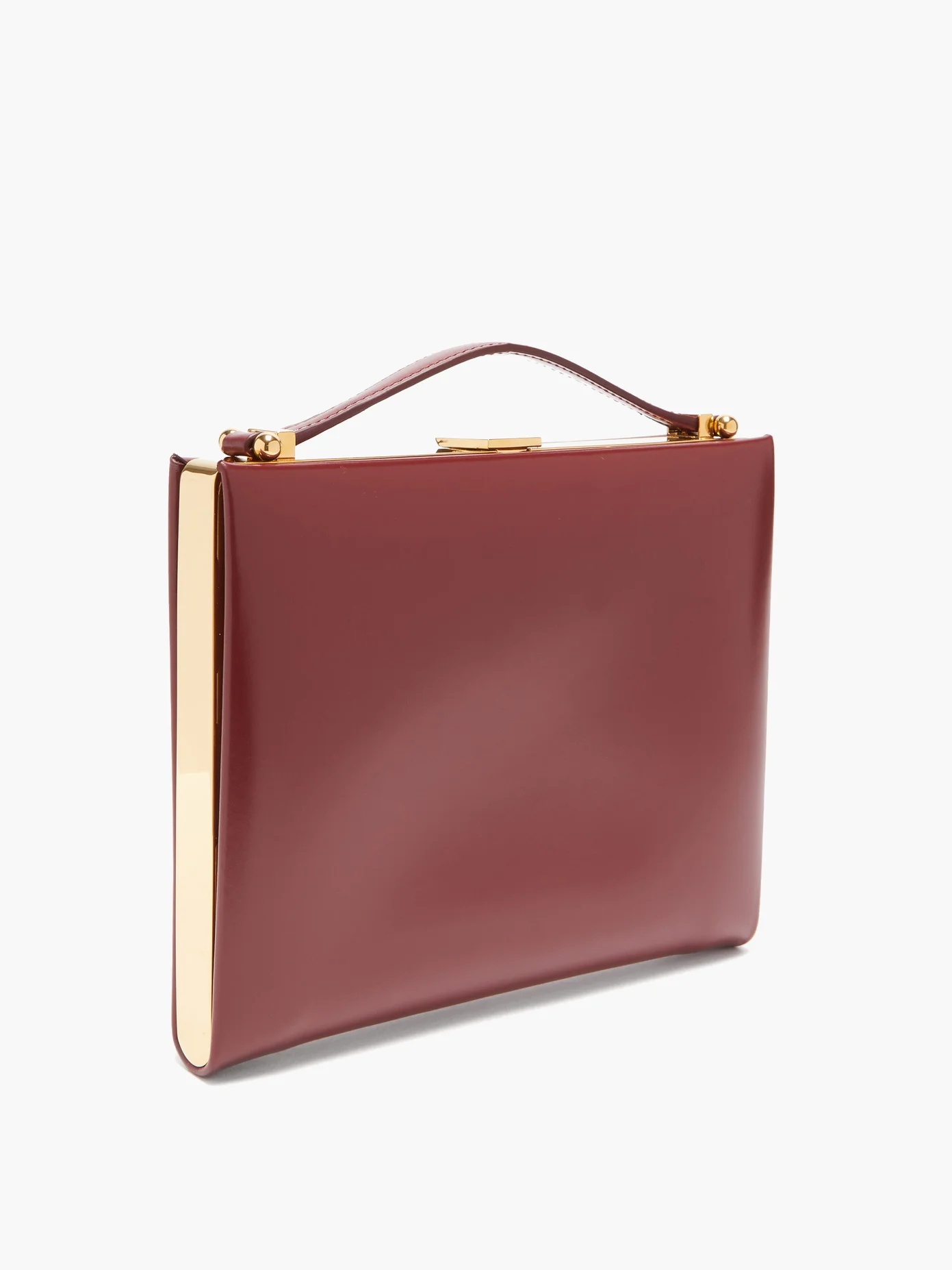 Metal-frame leather clutch bag - 4