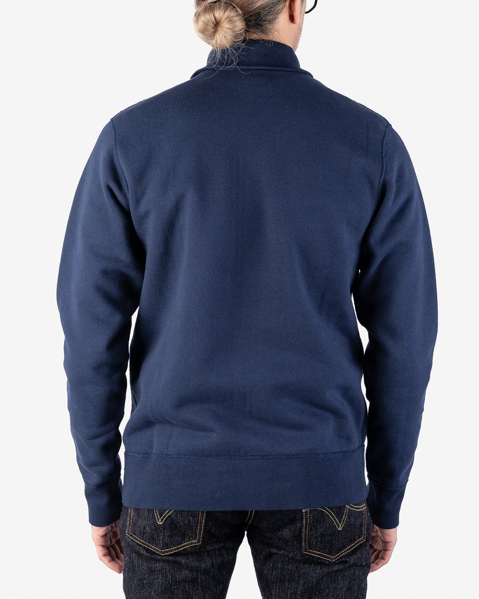 IHSW-11-NAV 14oz Ultra Heavyweight Loopwheel Cotton Zip Up Sweater - Navy - 3