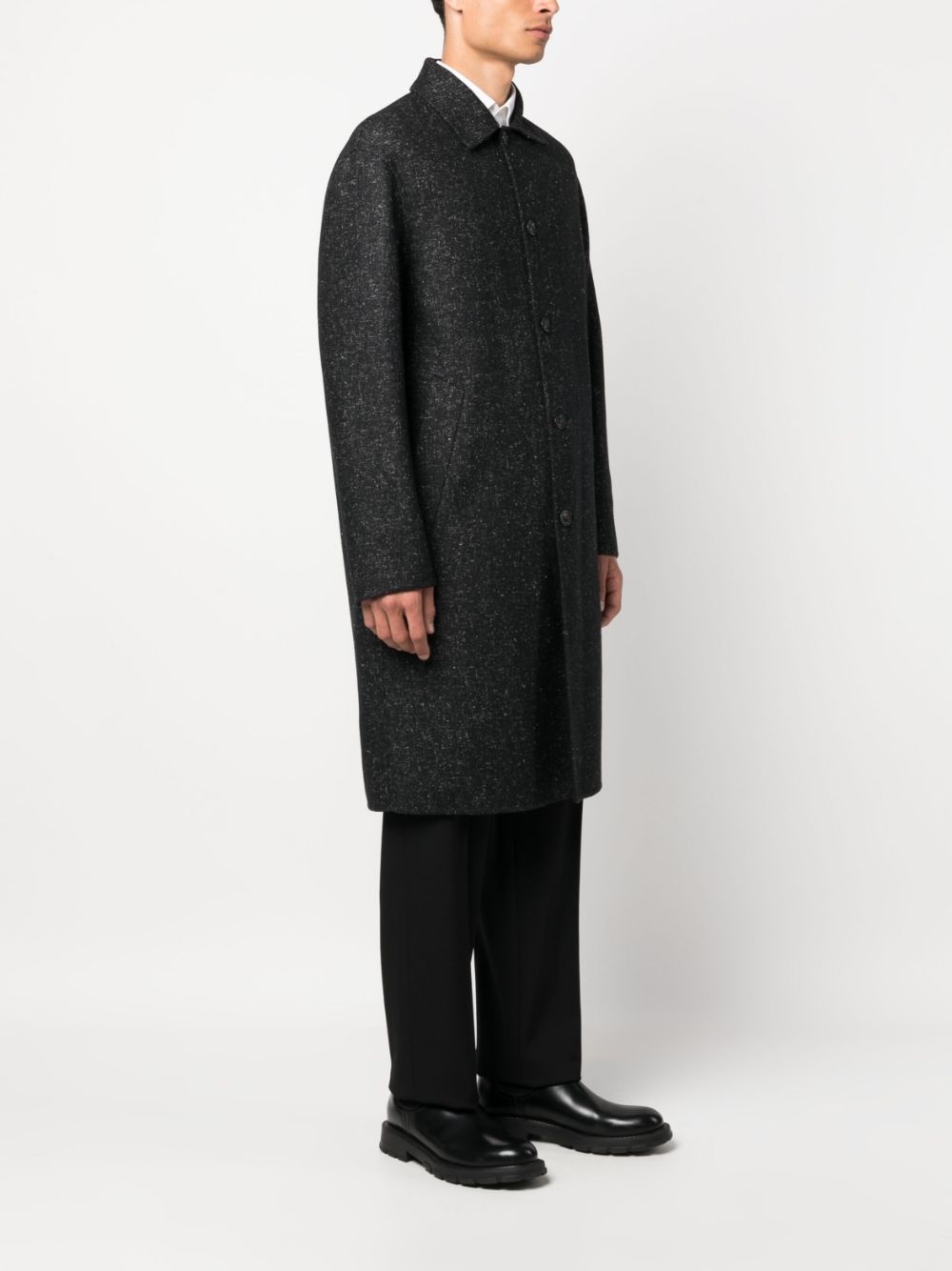 single-breasted marled coat - 3