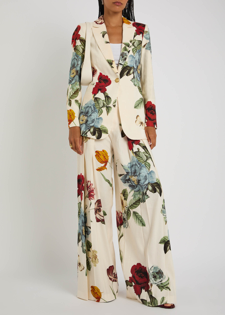 Alice + Olivia Blaire Floral Linen-blend Trousers - 4