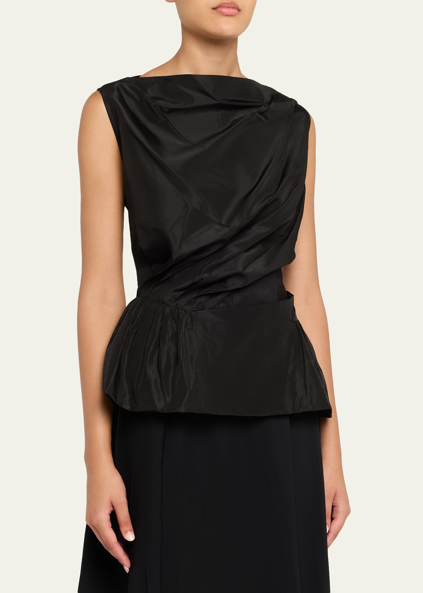 Sleeveless Draped Peplum Top - 4