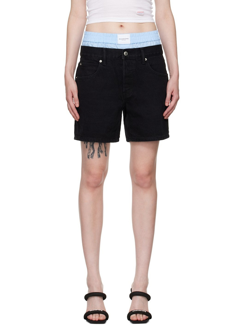 Black Pre-Styled Denim Shorts - 1