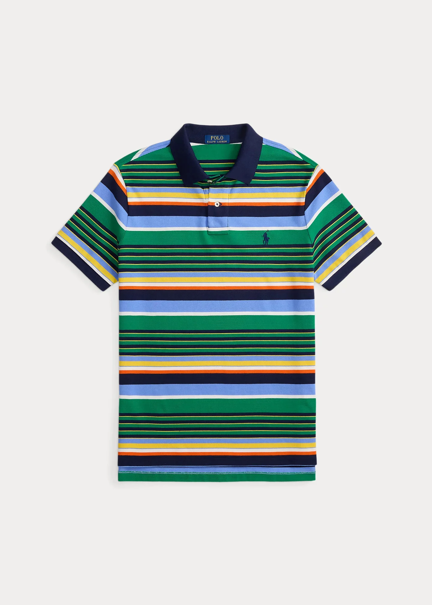 Classic Fit Striped Mesh Polo Shirt - 1