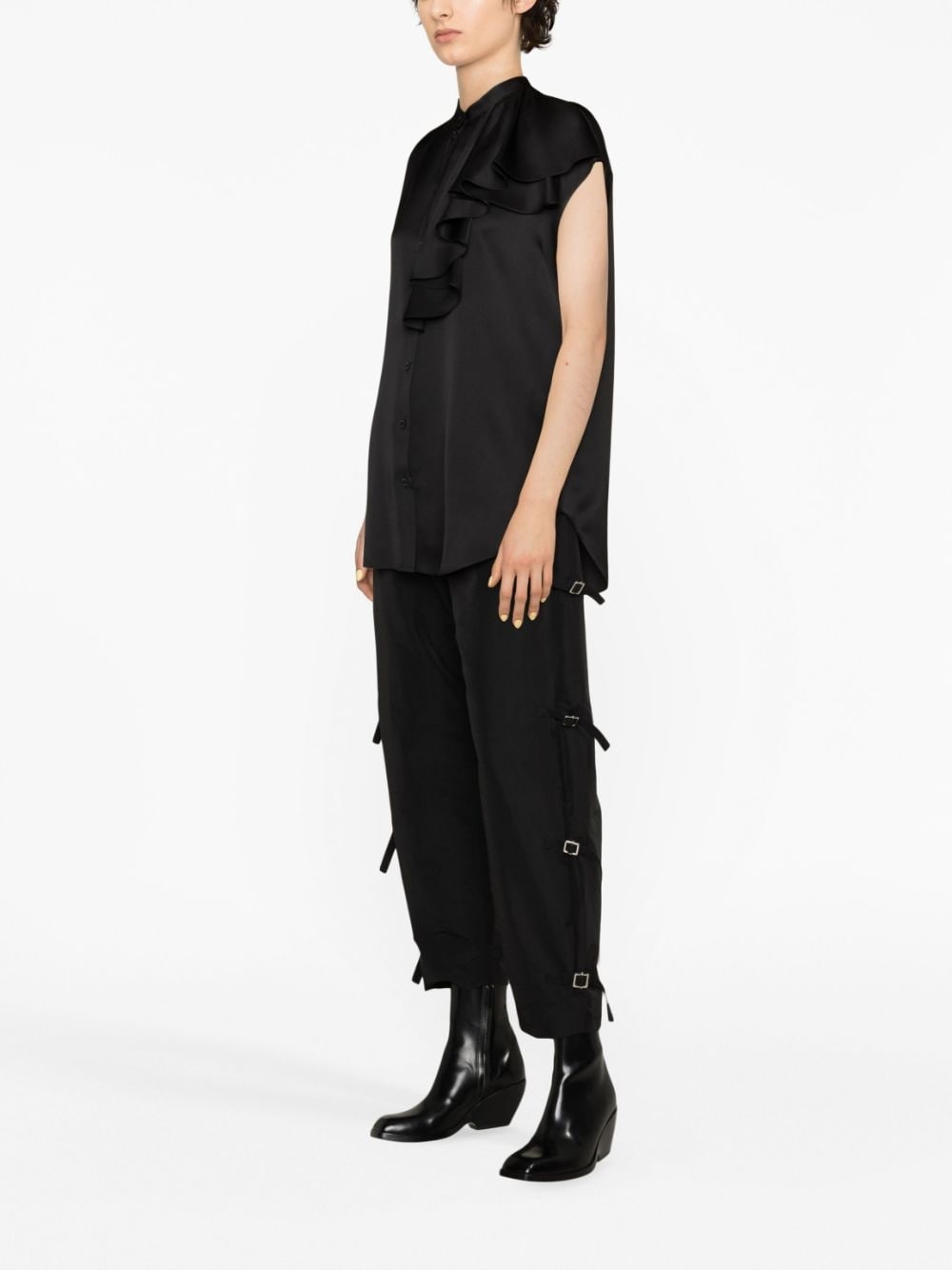 ruffle-trim silk shirt - 4