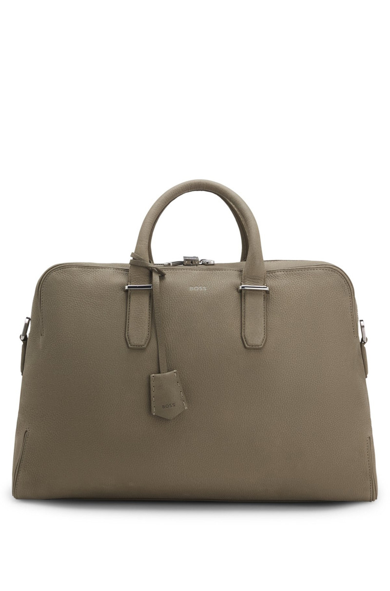 GRAINED-LEATHER HOLDALL WITH EMBOSSED LOGO 2