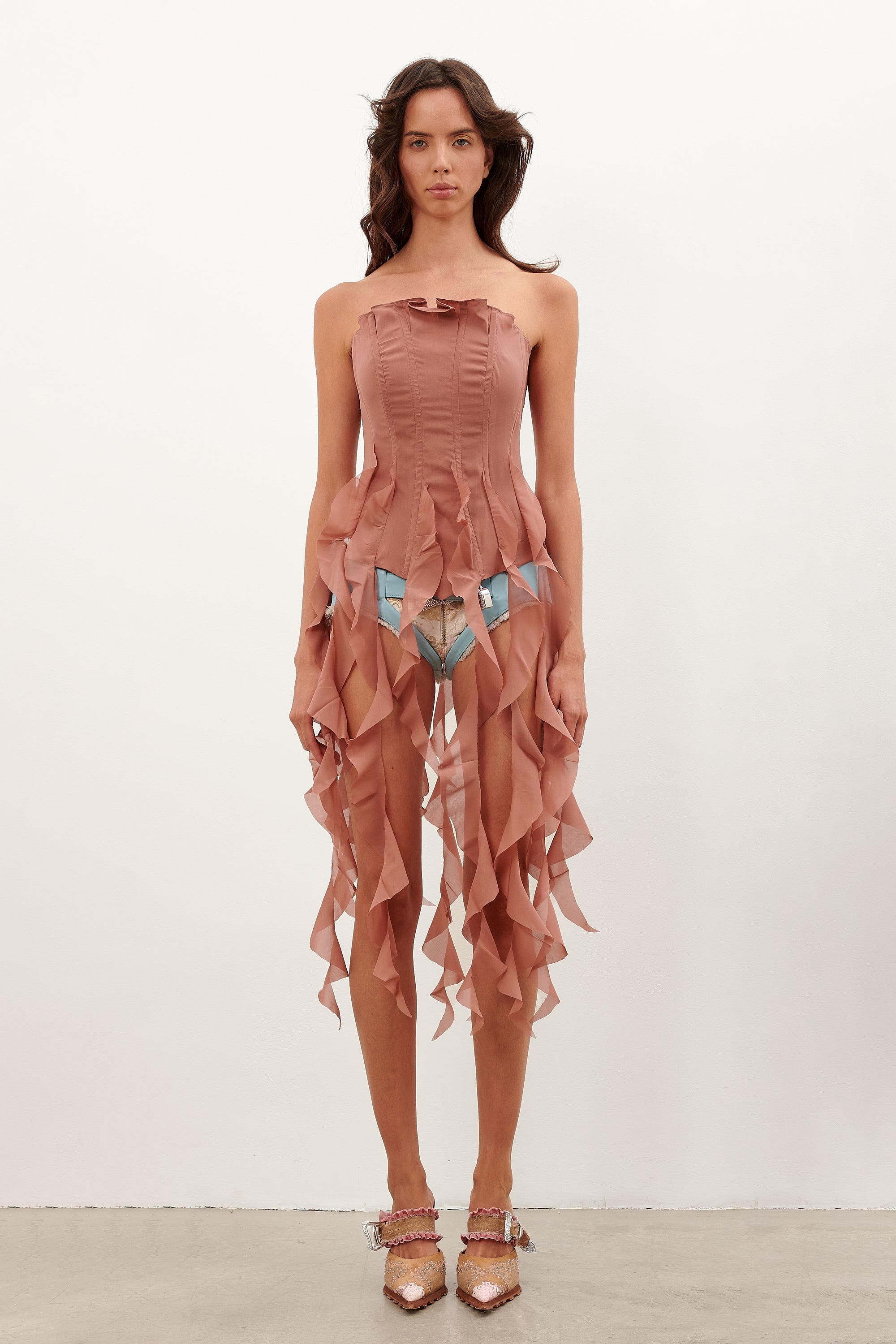 CHIFFON CALAMITY CORSET TERRACOTTA - 2