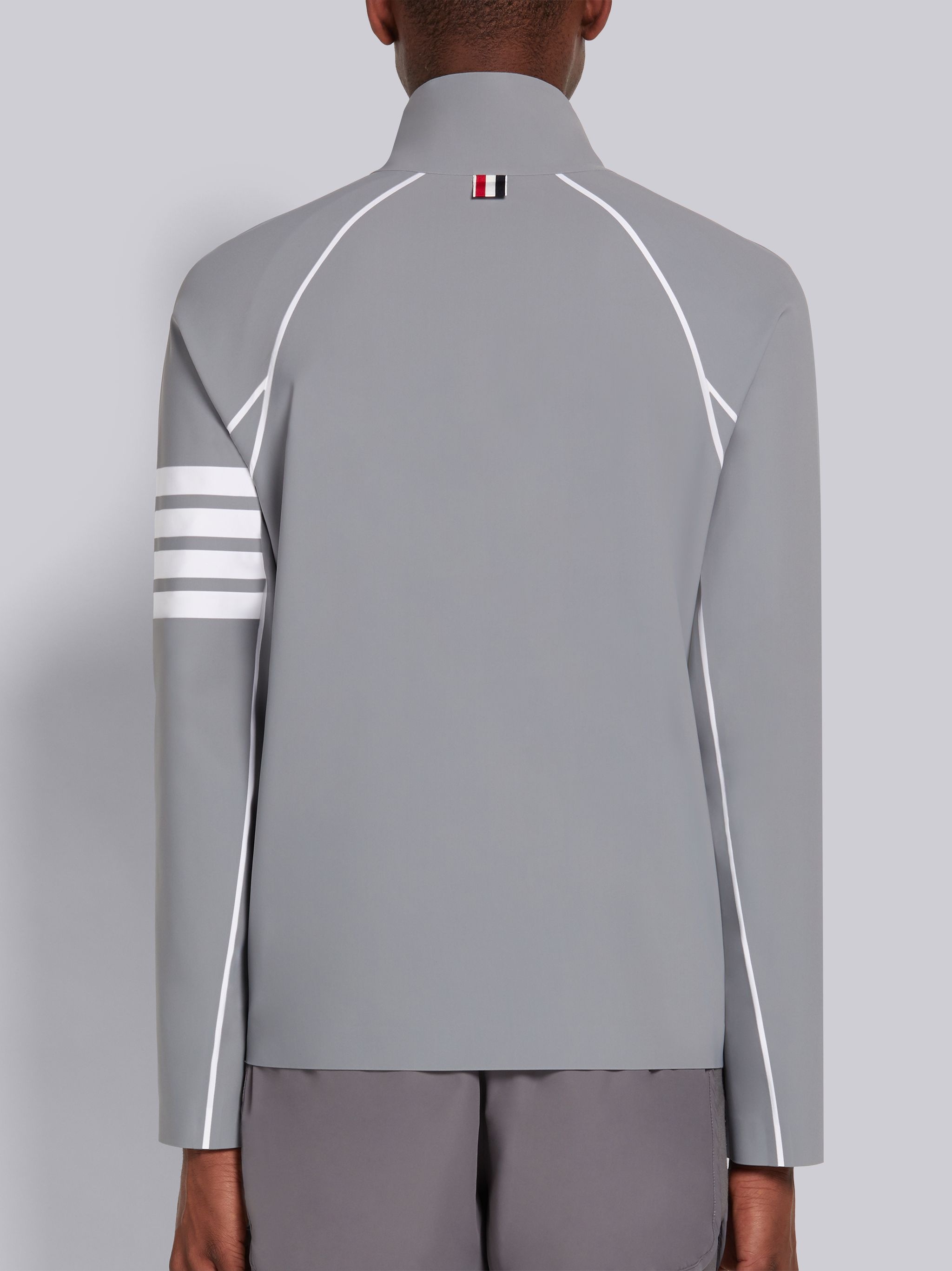 Light Grey 4-Bar Compression Zip-Up Jacket - 3