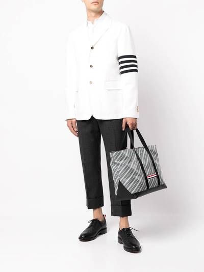 Thom Browne striped leather-trim tote bag outlook