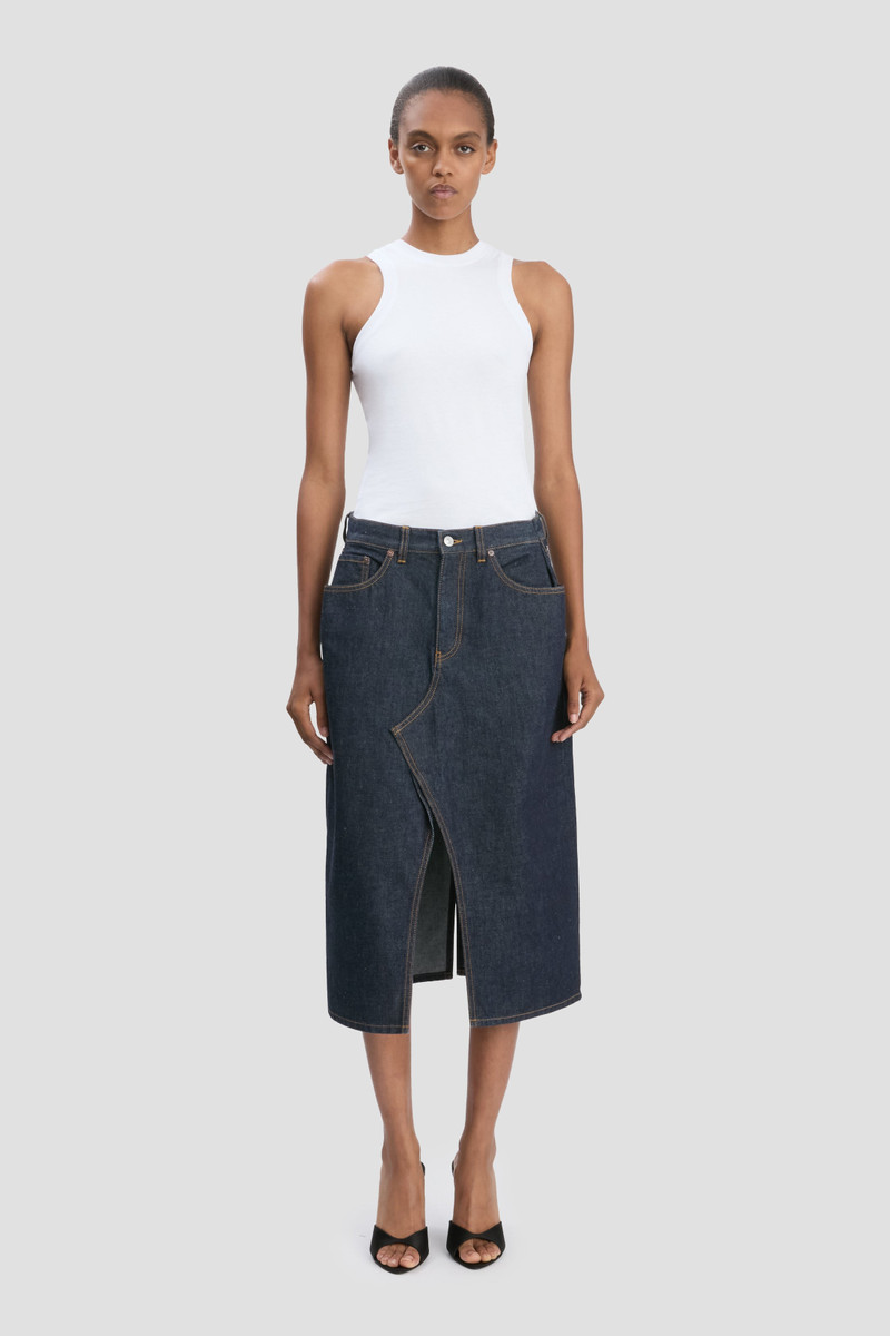 Victoria Beckham Kick Pocket Denim Skirt In Light Rinse outlook