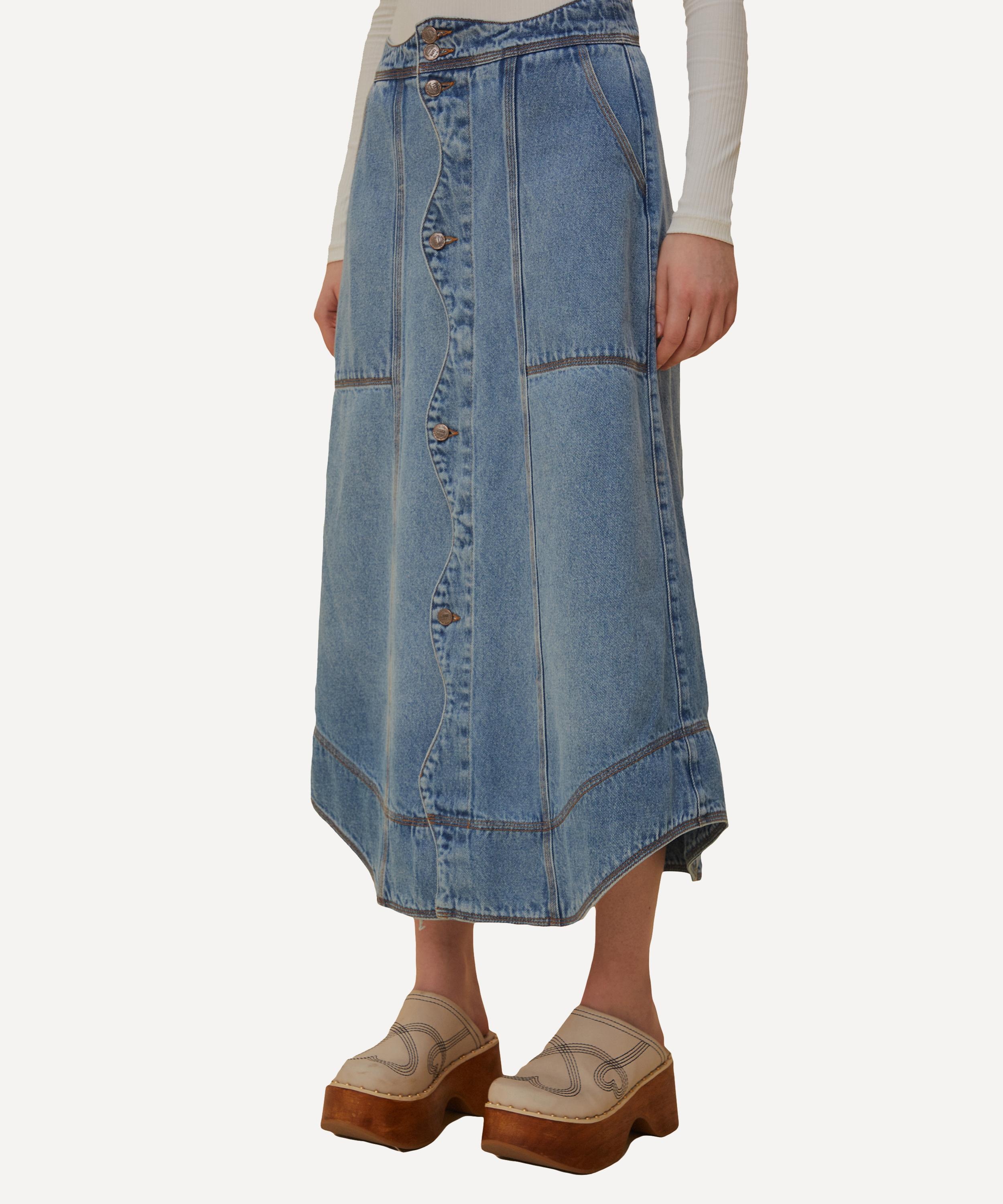 Denim Wave Skirt - 4