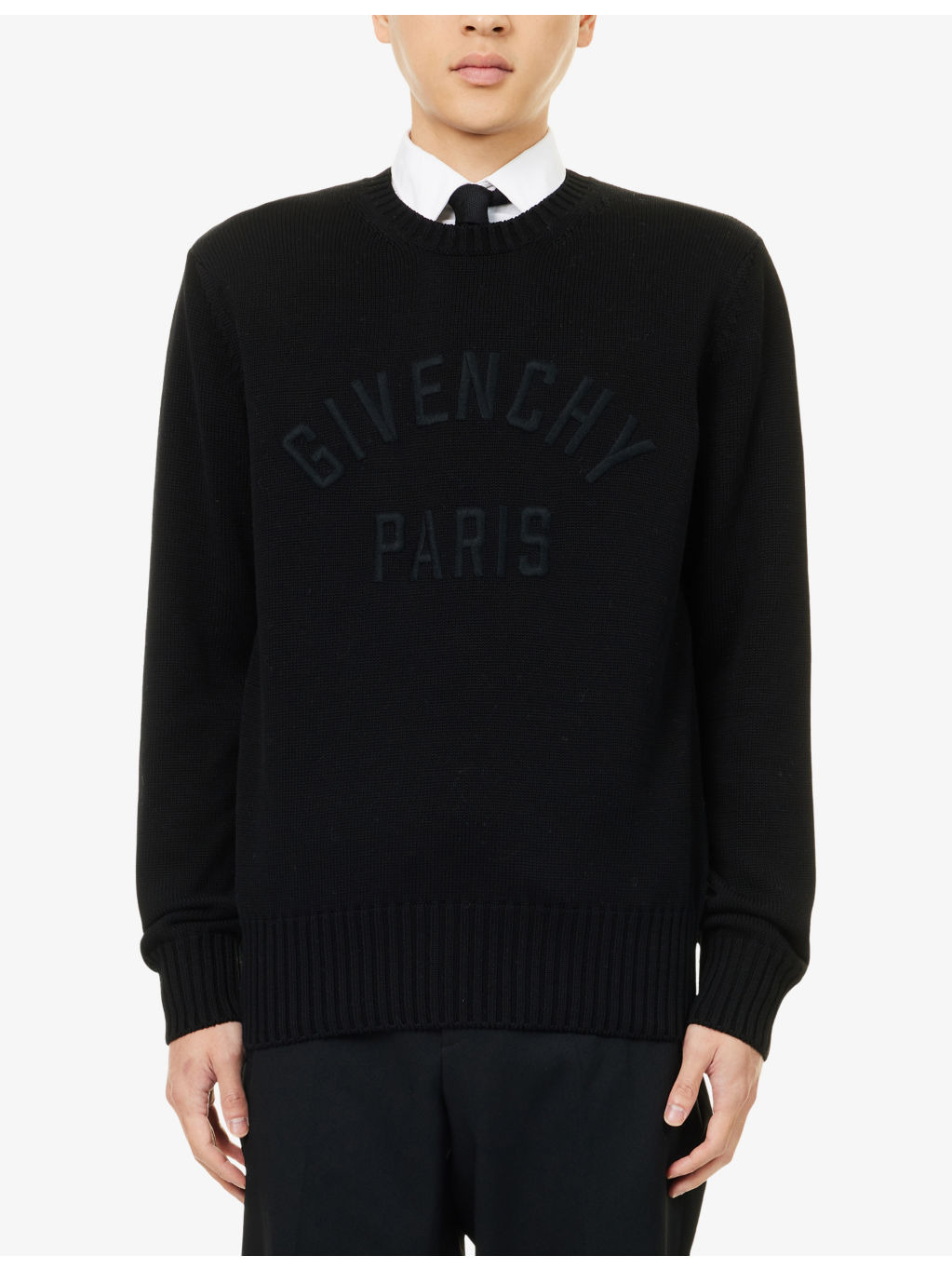 Logo-Embroidered Crewneck Knitted Cotton Jumper - 3