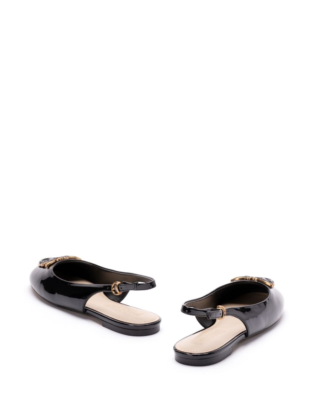 logo-plaque slingback ballerina shoes - 3