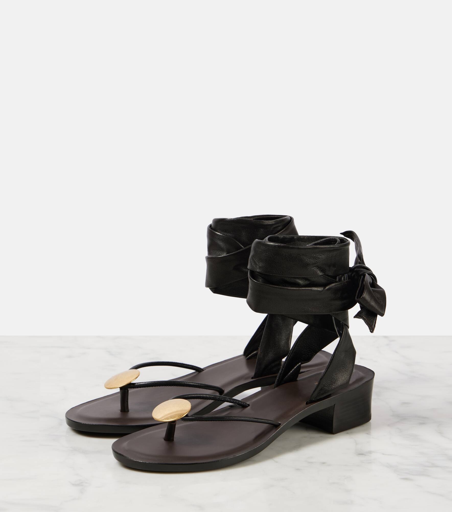 Cord leather thong sandals - 4