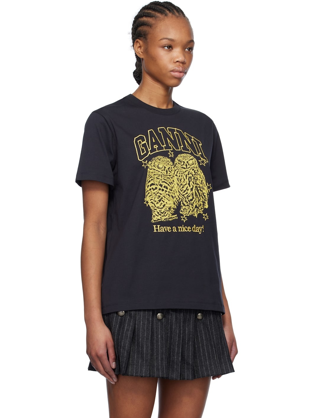 Black Basic Jersey Owls Relaxed T-shirt - 2