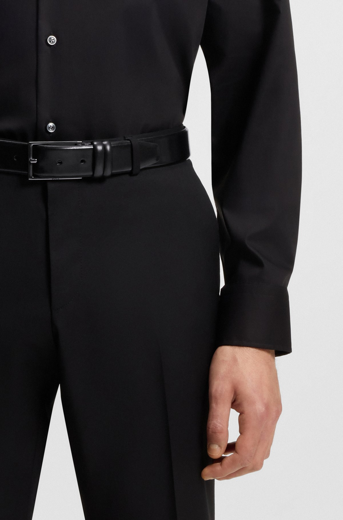 VEGETABLE-TANNED LEATHER BELT WITH GUNMETAL HARDWARE - 2