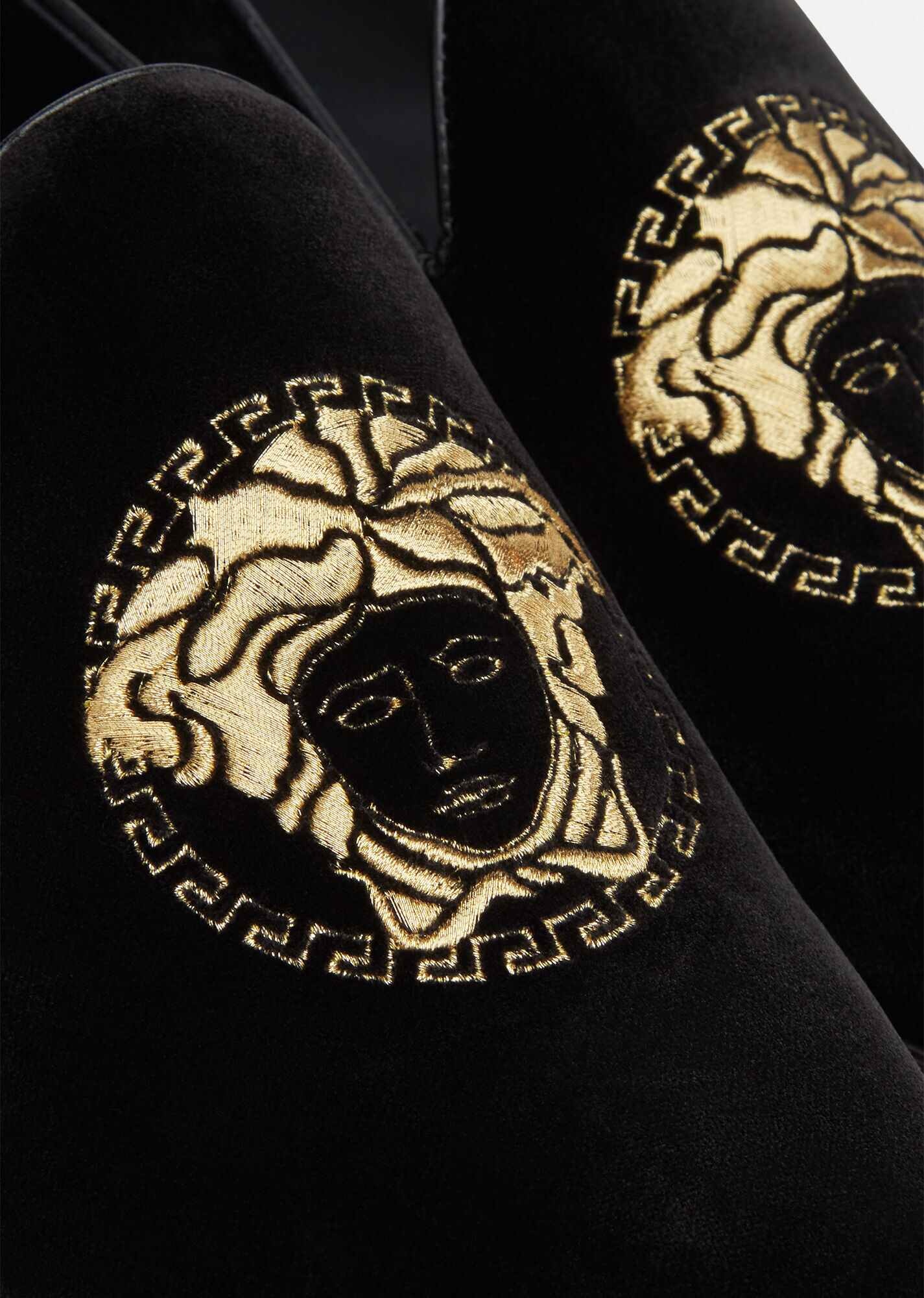 Medusa Head Velvet Loafers - 3