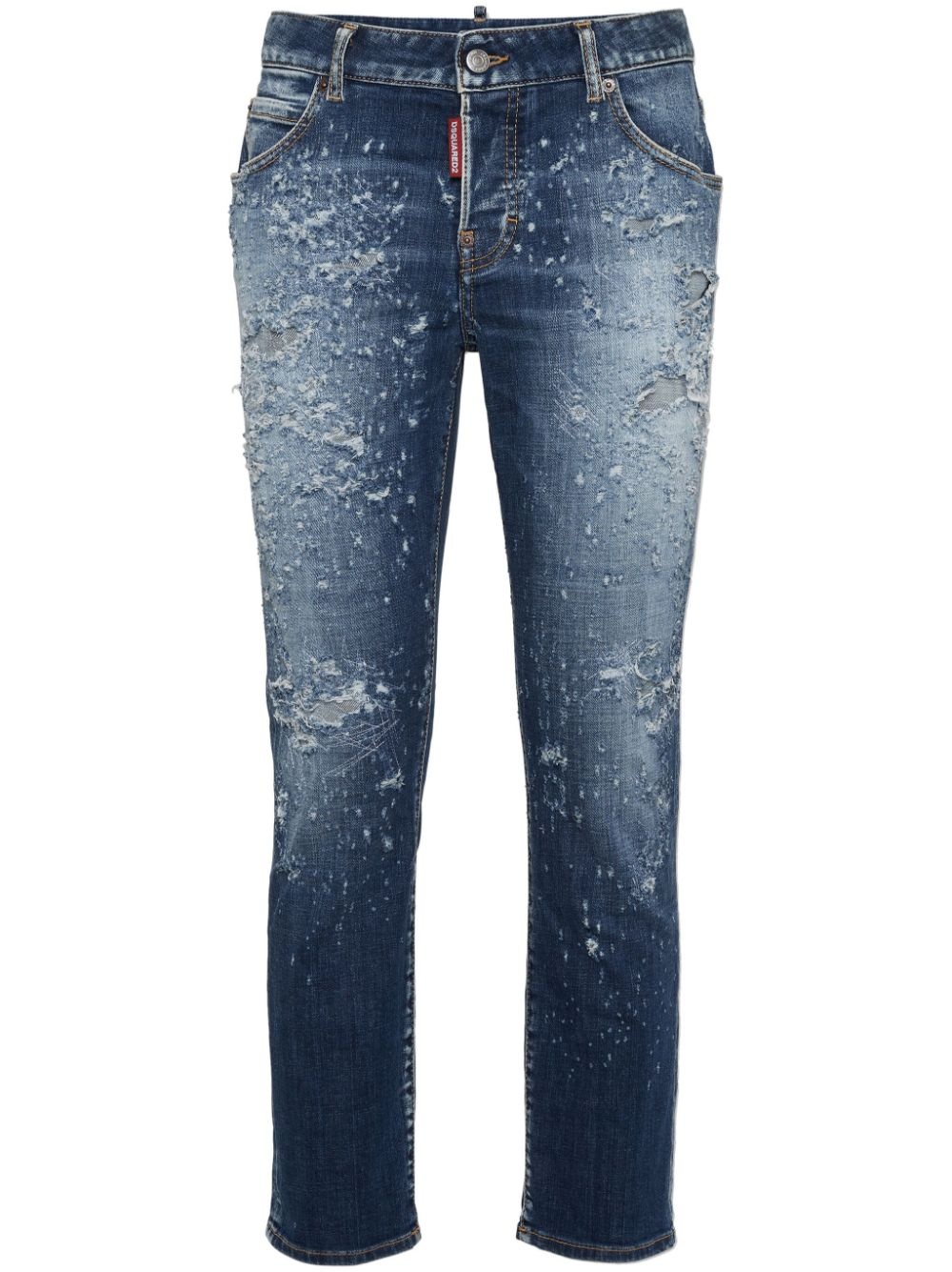 distressed slim-leg jeans - 1