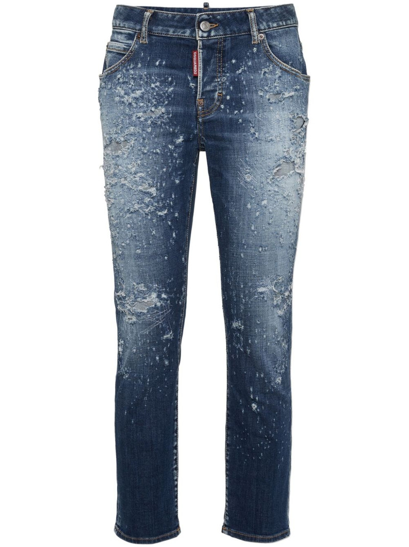 distressed slim-leg jeans 1