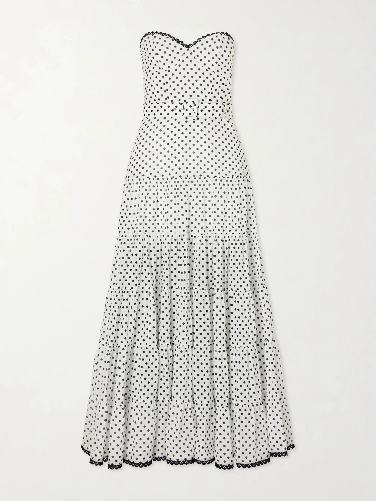 Jimena Belted Tiered Polka-dot Cotton-blend Voile Maxi Dress - 1