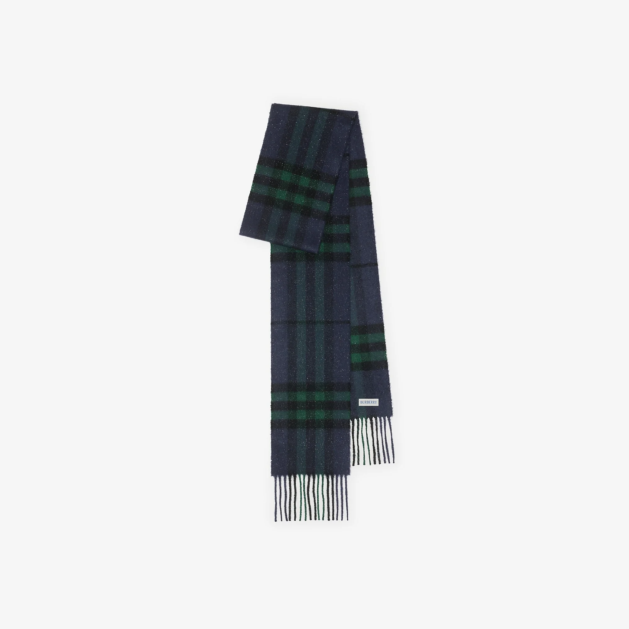 Narrow Sparkle Check Cashmere Scarf - 1