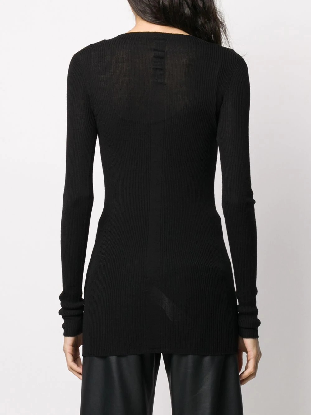 ribbed knit mid-length jumper - 4