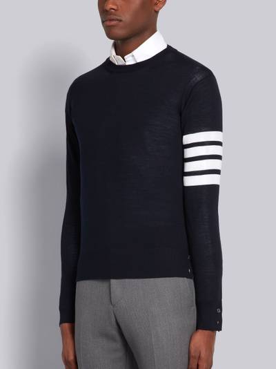 Thom Browne Navy Fully Fashioned Merino Knit Crew Neck Pullover outlook