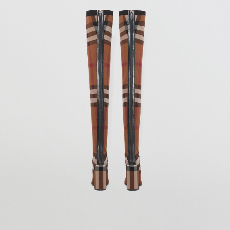 Knitted Check Over-the-knee Sock Boots 5
