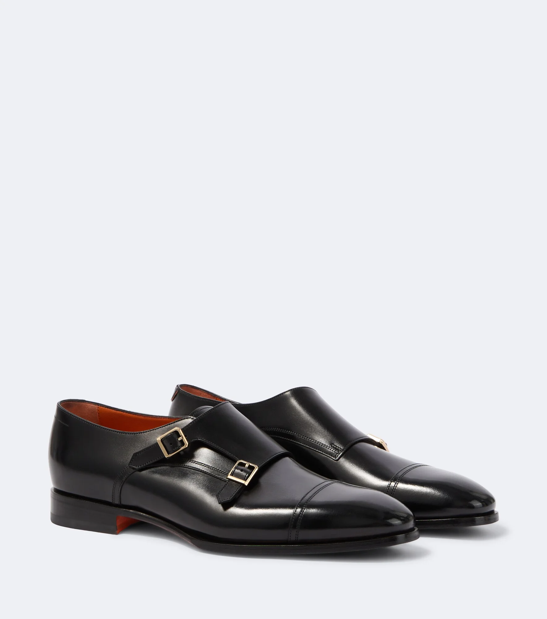 Leather monk strap shoes - 1