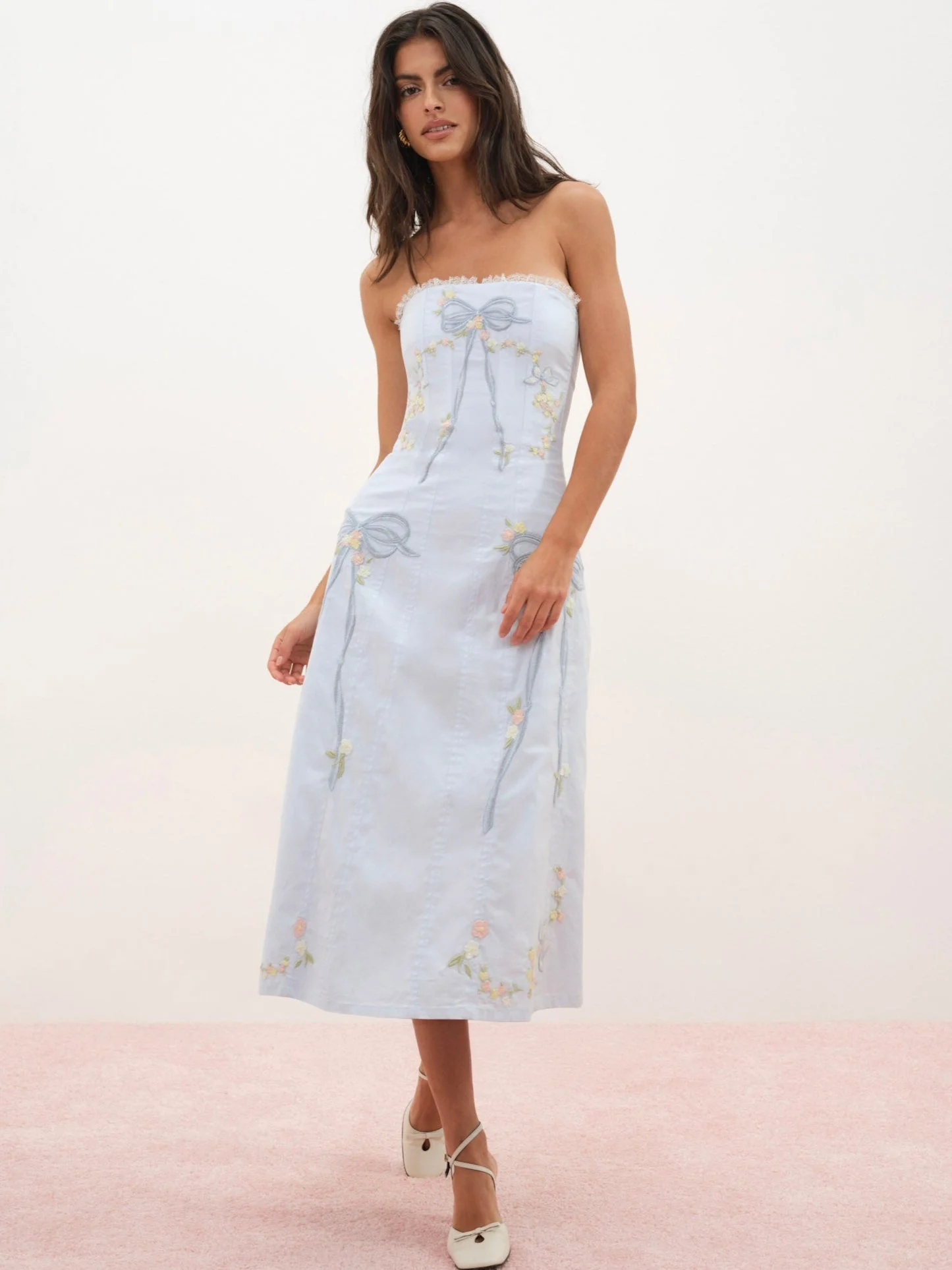 Baby Bows Patchwork Midi Dress - 1