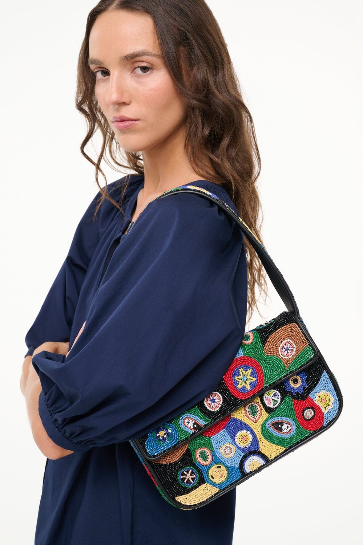 STAUD TOMMY BEADED BAG | BLACK MILLEFIORI - 2