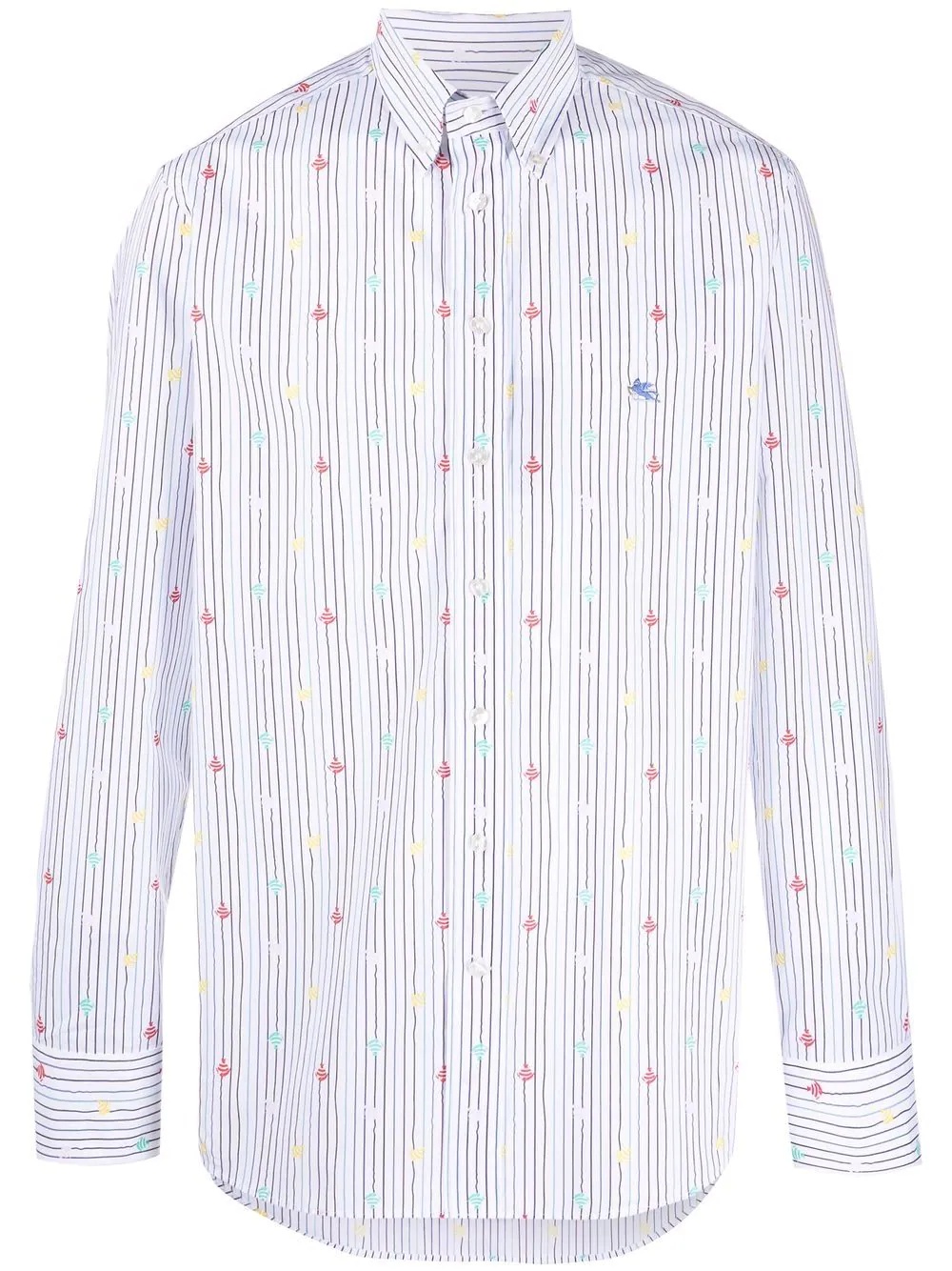 fish-motif button-down shirt - 1