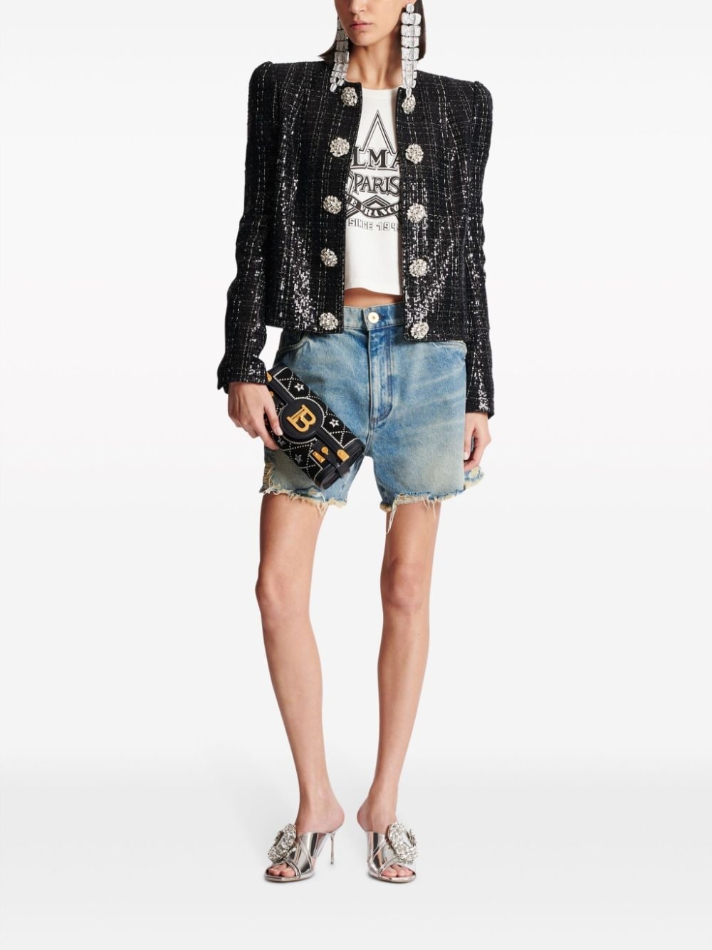 sequin-embellished tweed jacket - 2