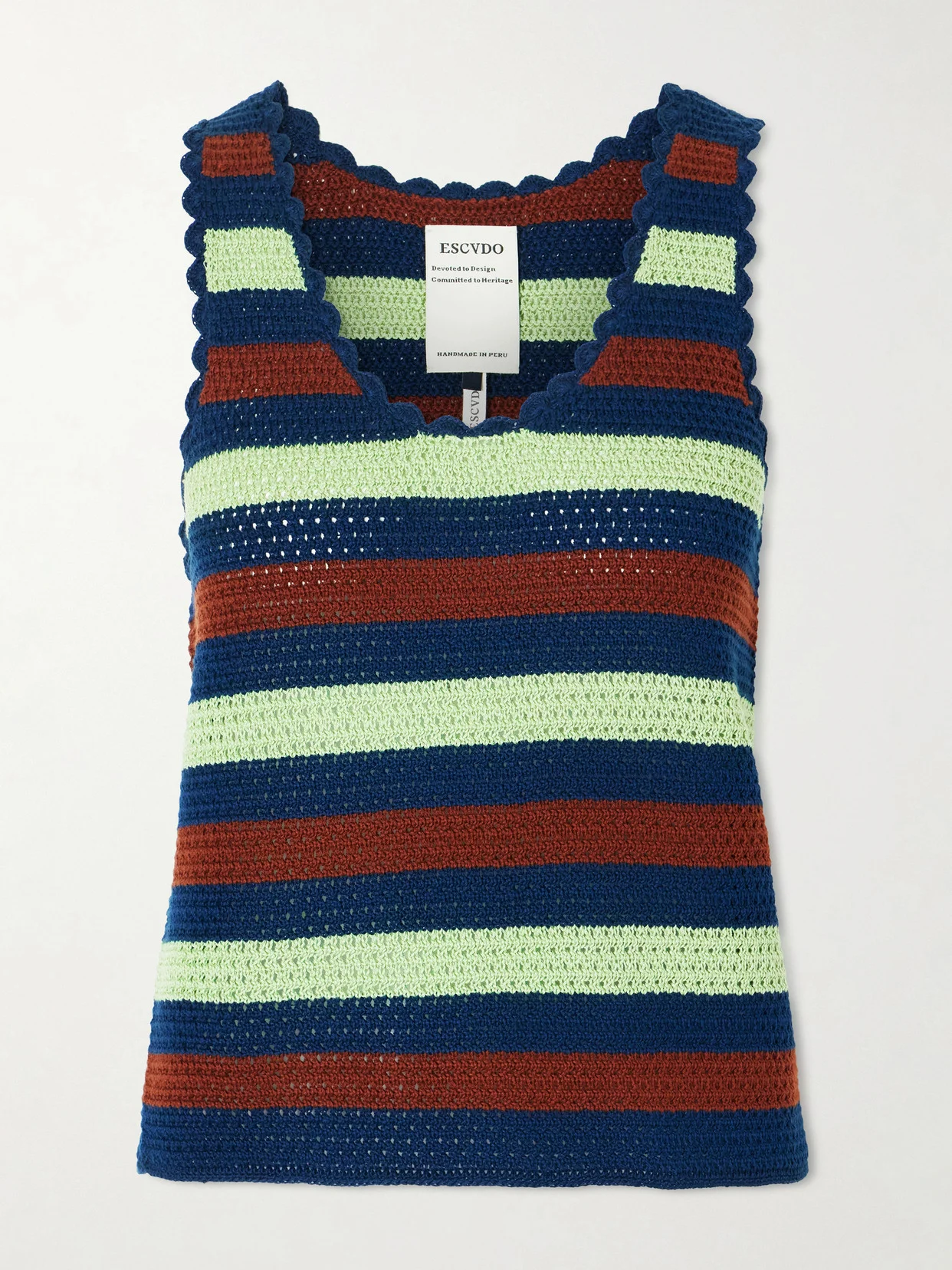 Santos Striped Crocheted Cotton Tank - 1